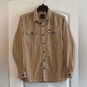Superdry Mens Shirt Large Tan Cord Corduroy Field Shirt Overshirt Workwear XL